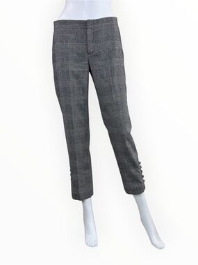 Banana Republic Avery Gray Plaid Button Ankle Pants Size 0 P0985
